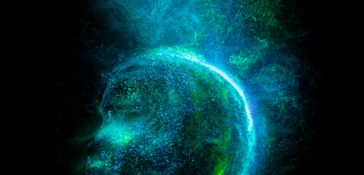 Testa astratta di luce ed energia